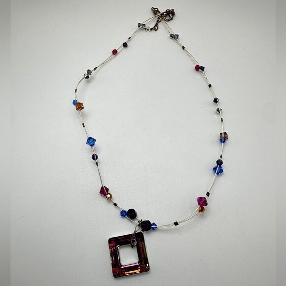 16" Swarovski crystal beads on wire,  with 925 stamped clasp necklace! - Picture 2 of 14